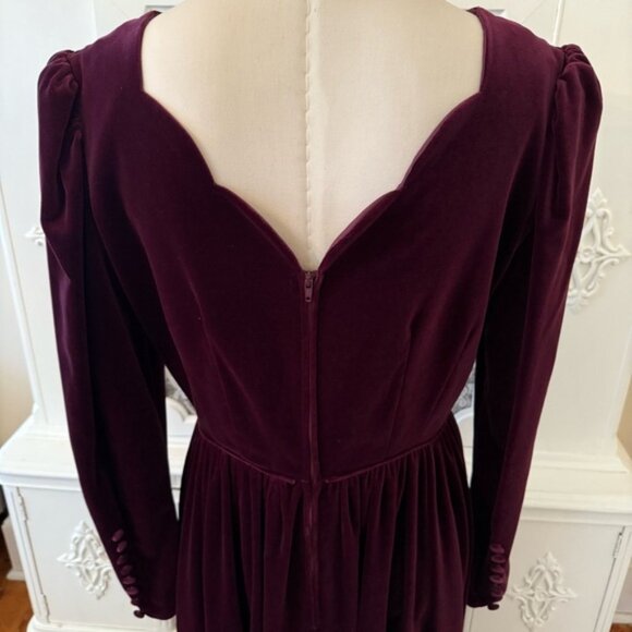 Vintage Laura Ashley Cranberry Velvet Dress - Picture 14 of 16